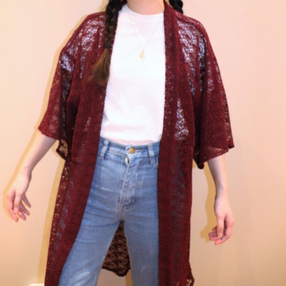 Maroon Sheer Beach Cover - Picture 2 of 3